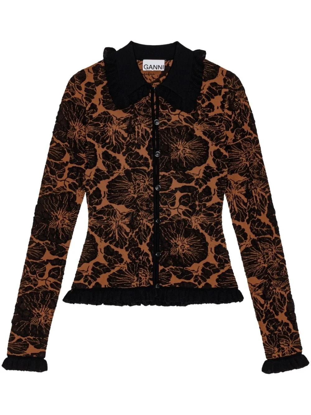 3D floral-jacquard cardigan - 1