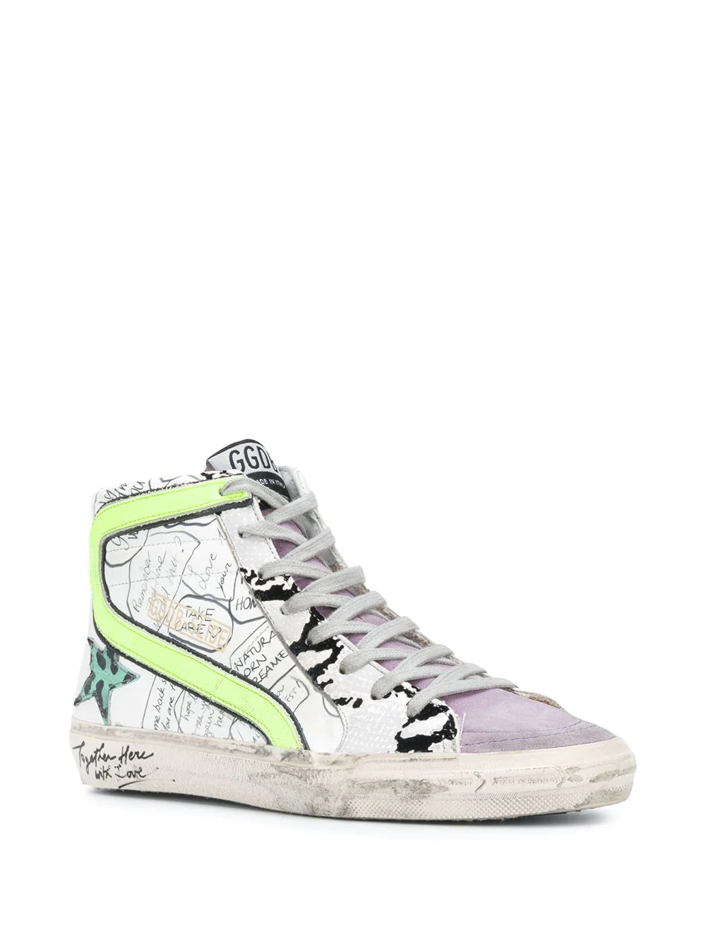 Slide leather high-top sneakers - 2