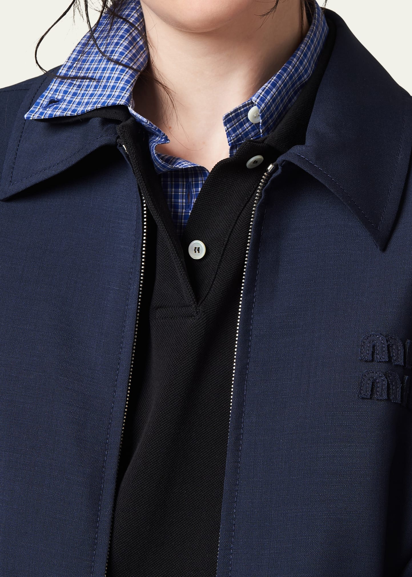 Logo-Embroidered Zip Up Wool Bomber Jacket - 4