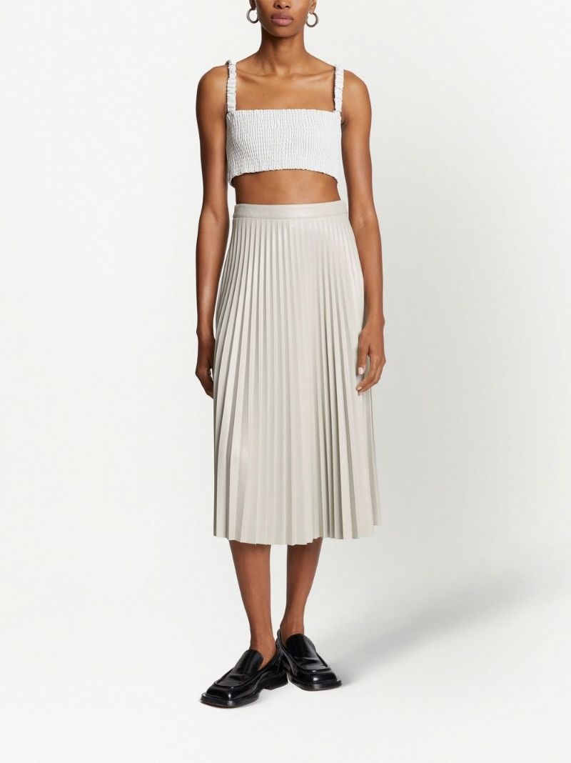 pleated faux-leather skirt - 3