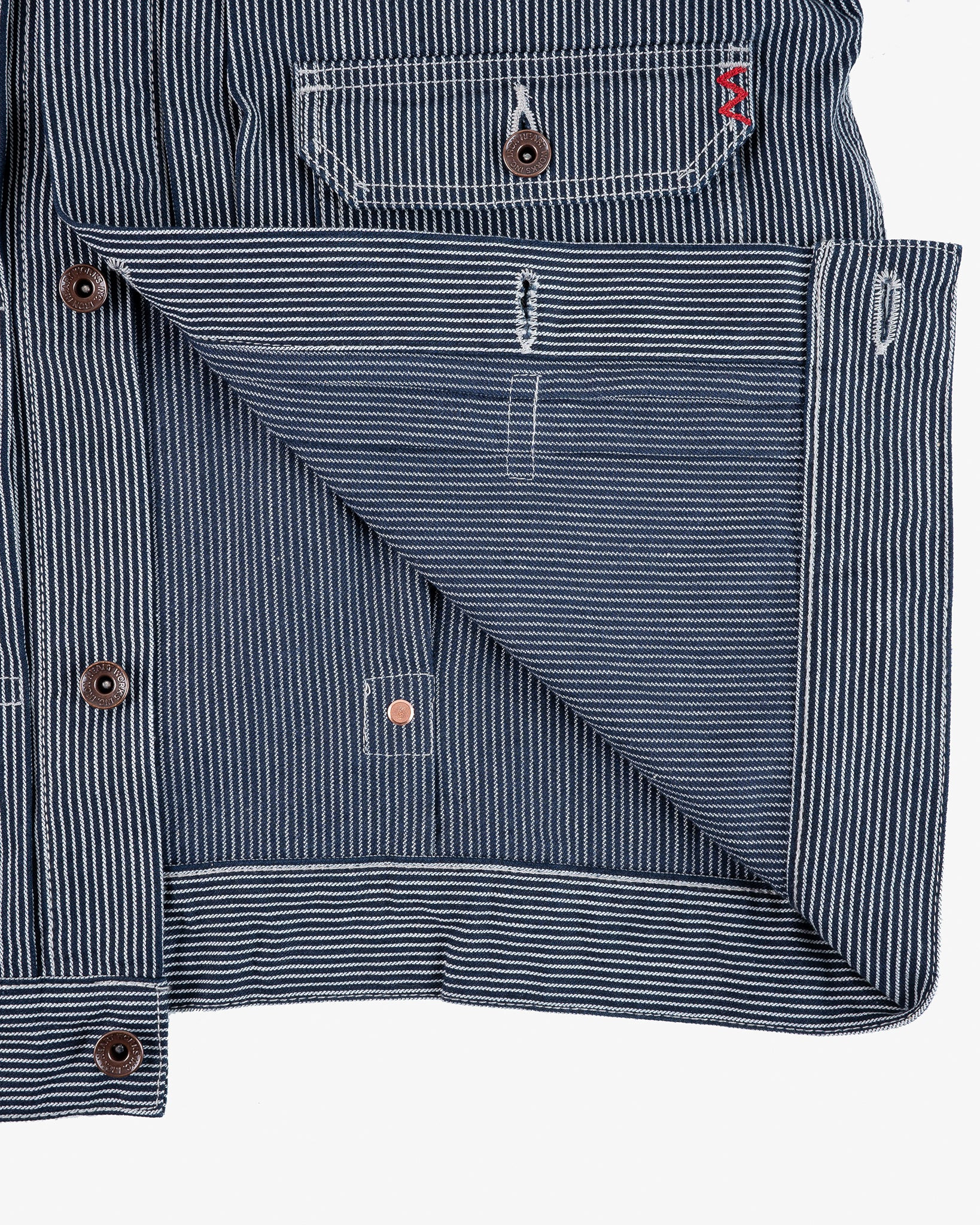 IHJ-141-IND 10.5oz Narrow Stripe Hickory Type I - Indigo - 15