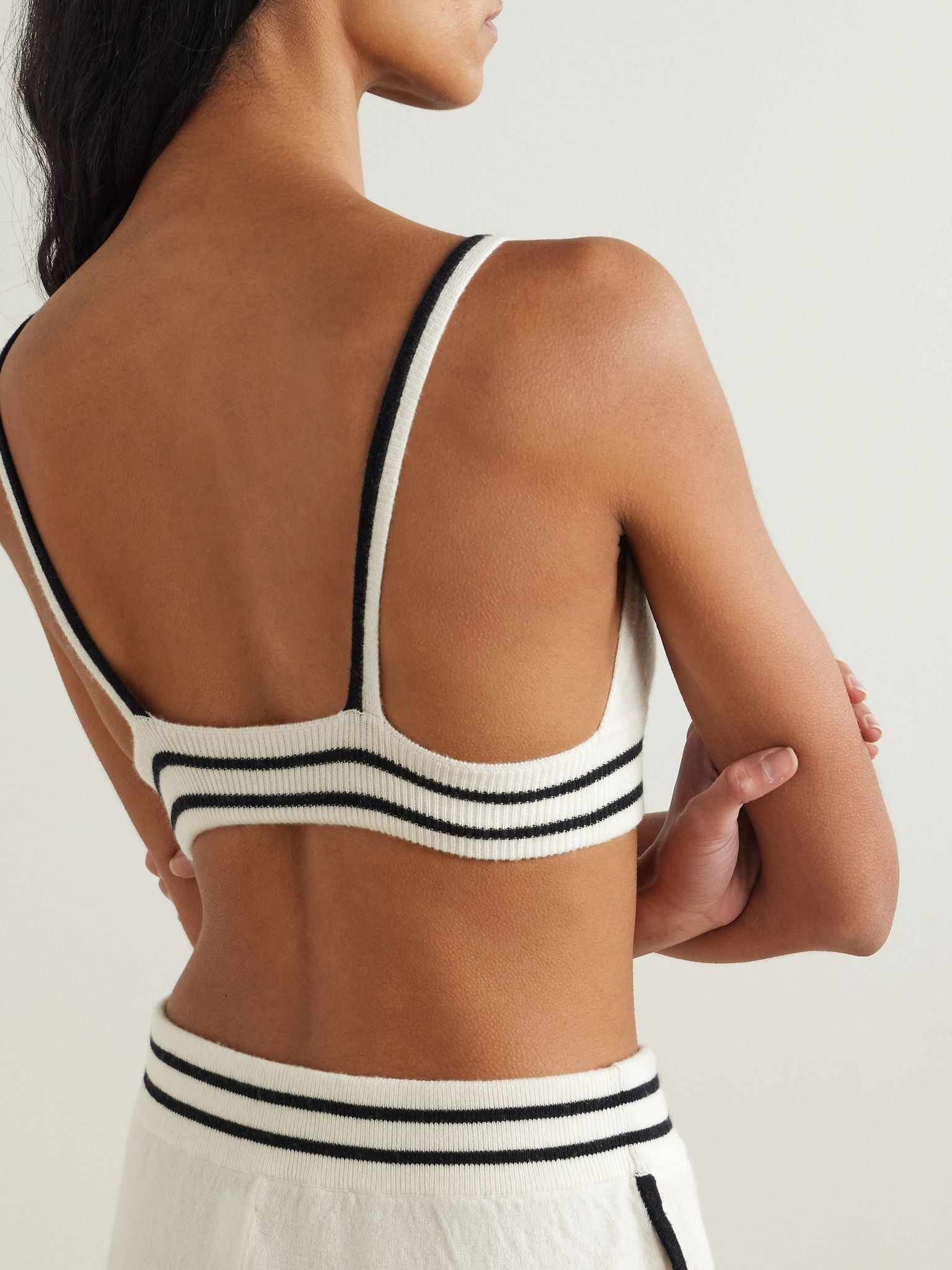 Striped cashmere bralette Cream - 4