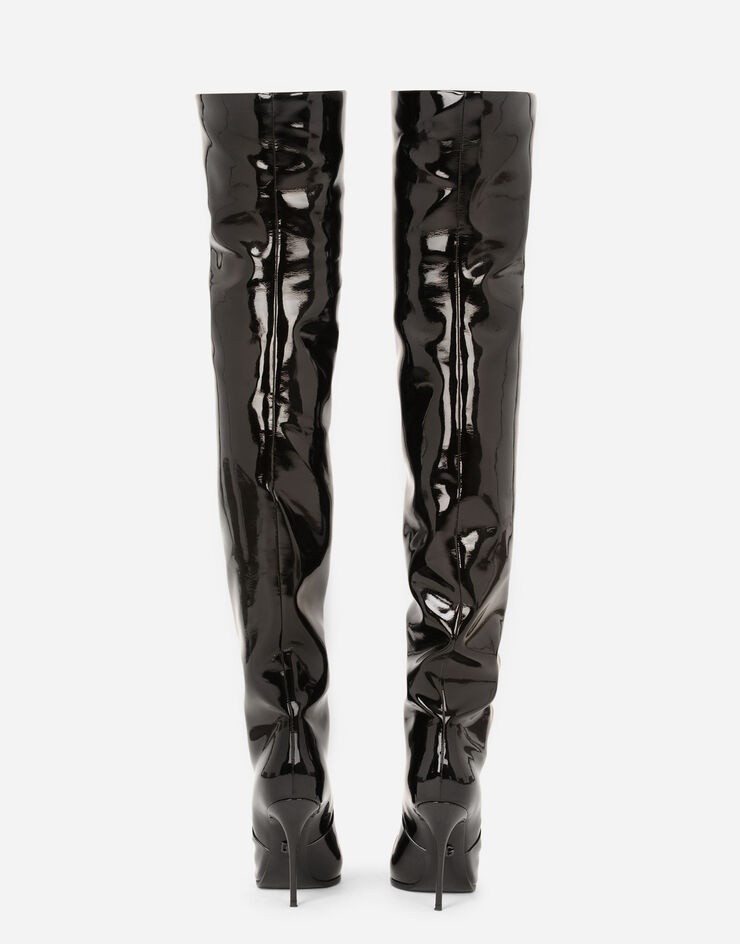 Patent leather thigh high boots - 3