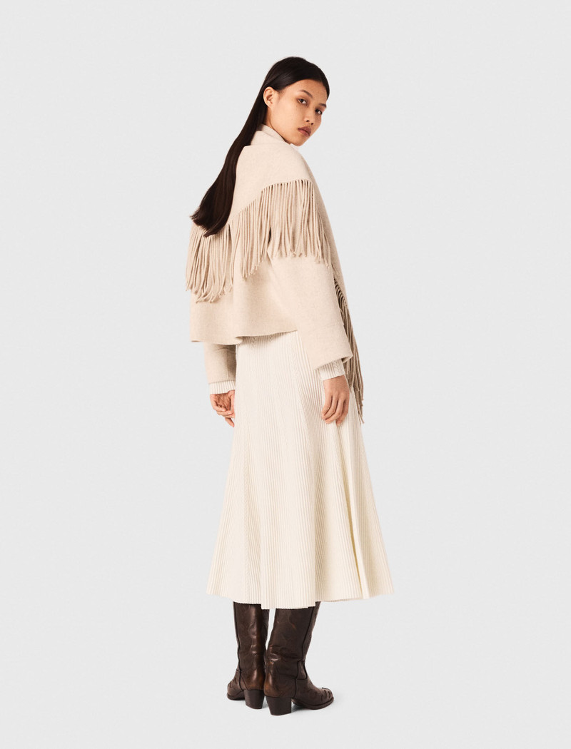 Cropped wool coat with removable scarf 4