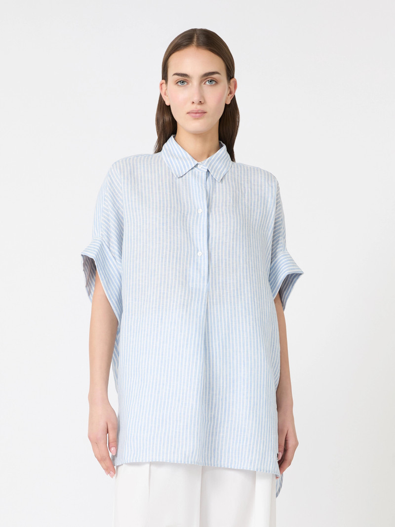 VERVE Printed linen canvas shirt - LIGHT BLUE 3
