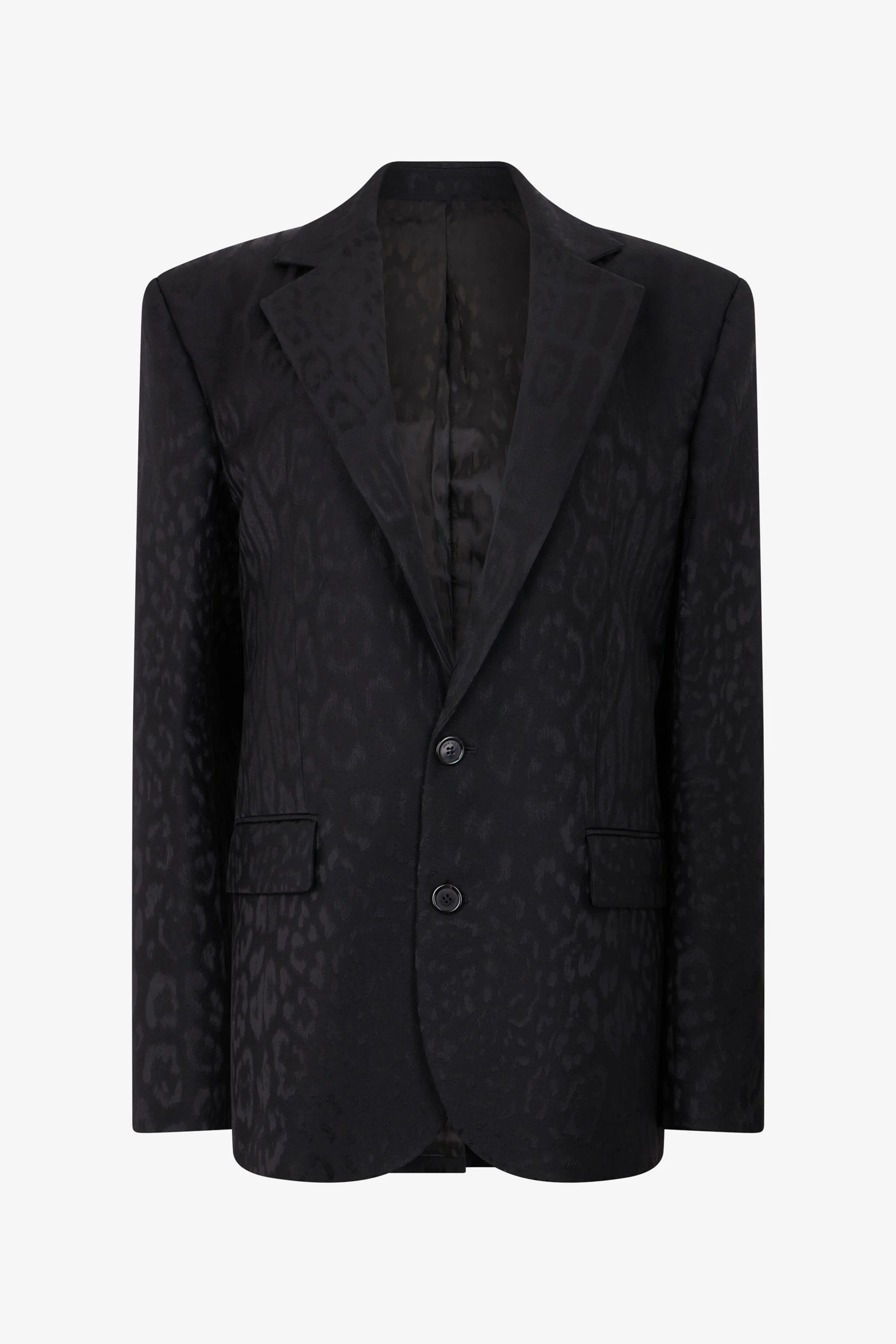 Black Jacquard Tailored Jacket - 1