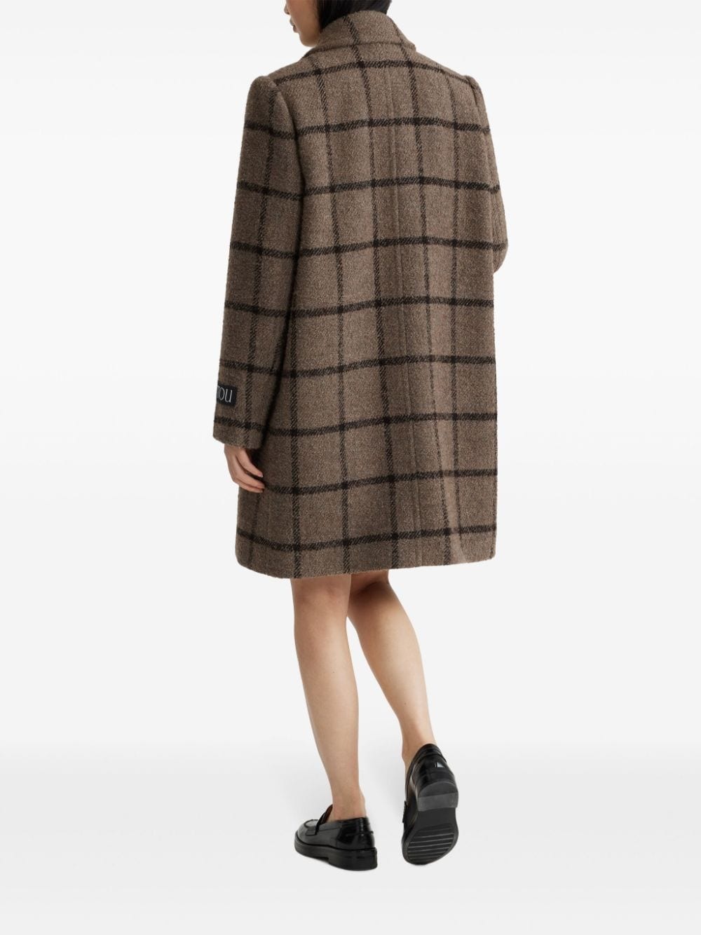 logo-patch recycled wool coat - 3
