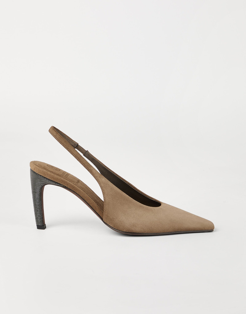 Suede slingbacks with precious heels 5