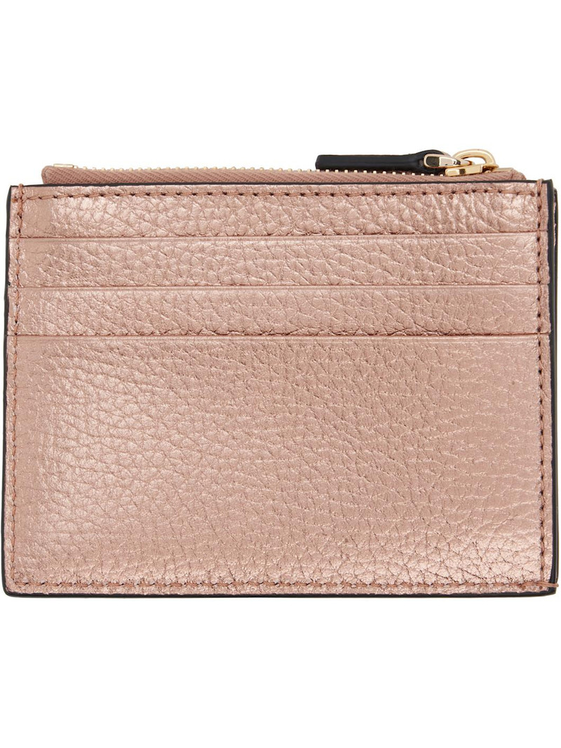 Valentino Rose Gold Rockstud Grainy Calfskin Card Holder outlook
