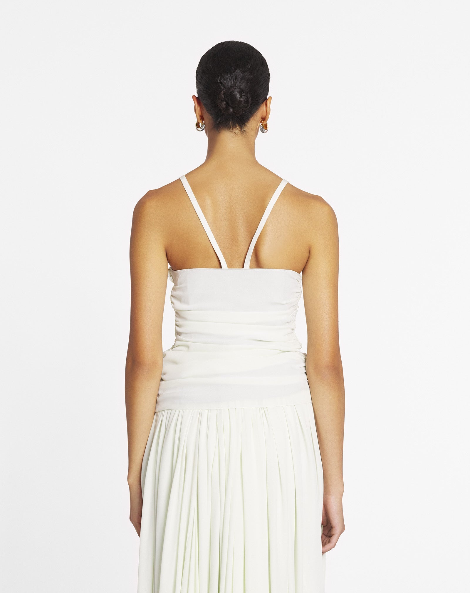 RUFFLED TANK TOP IN SILK GEORGETTE - 4
