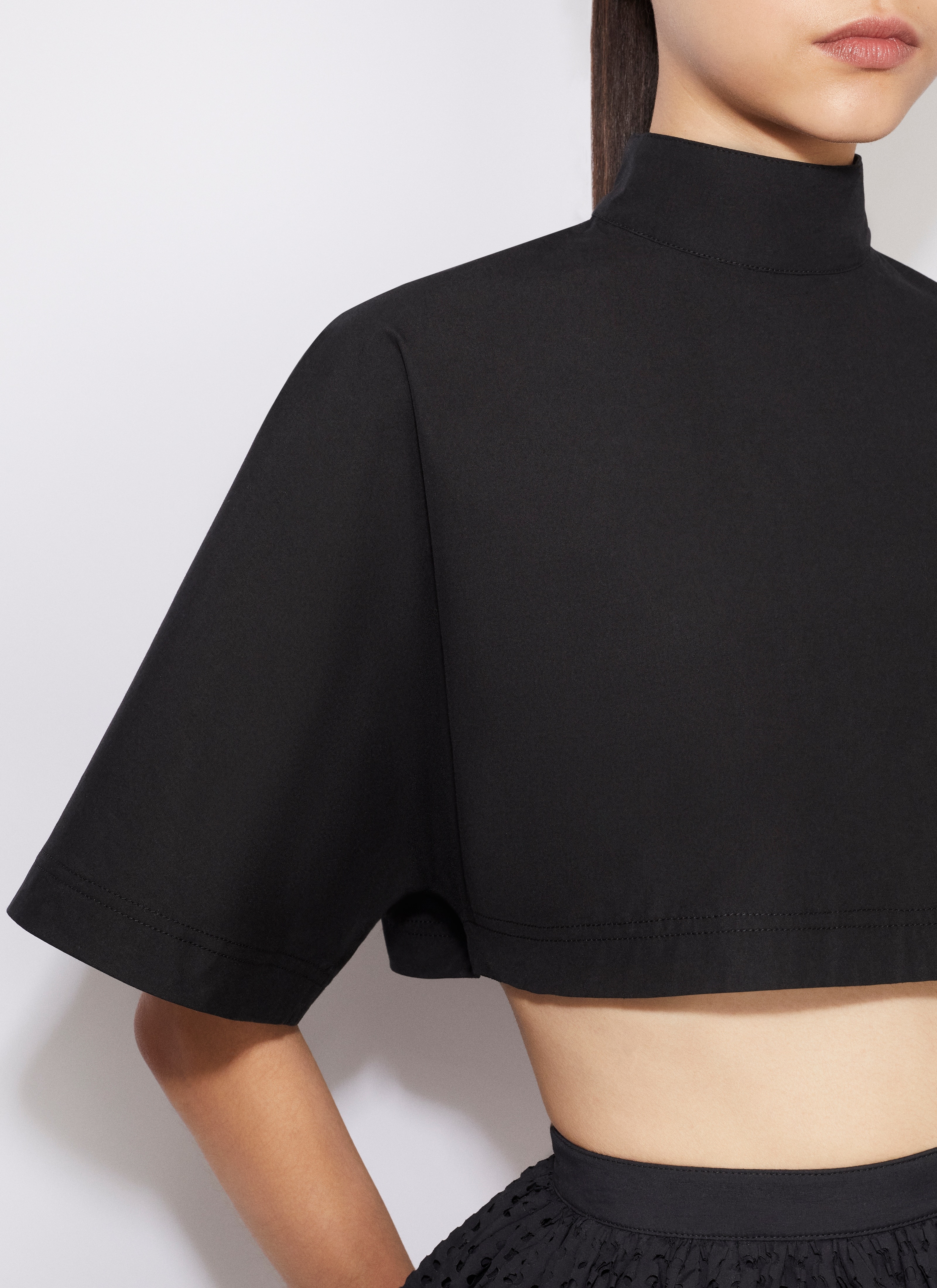 COTTON POPLIN HIGHNECK TOP - 6