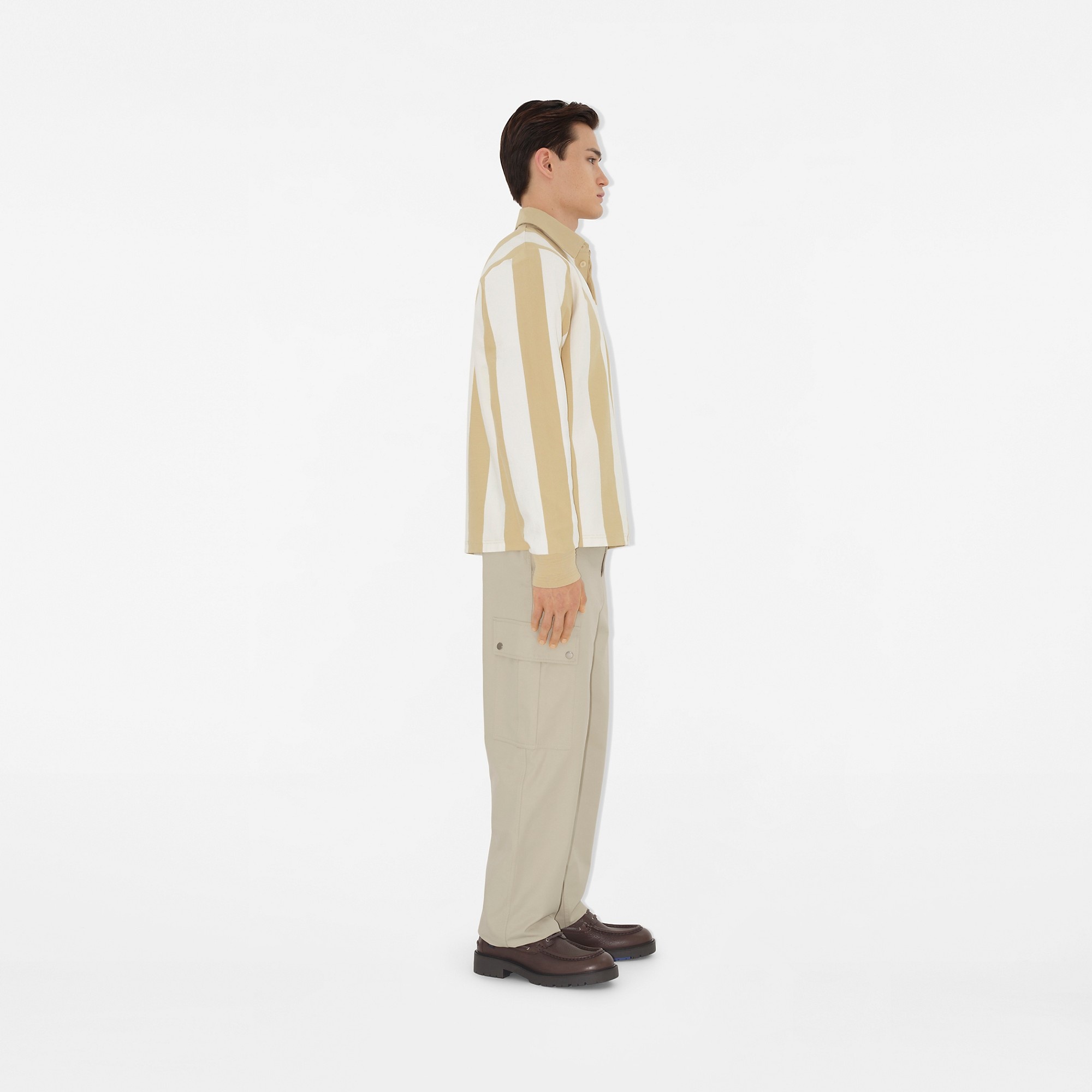 Long-sleeve Striped Cotton Polo Shirt - 3