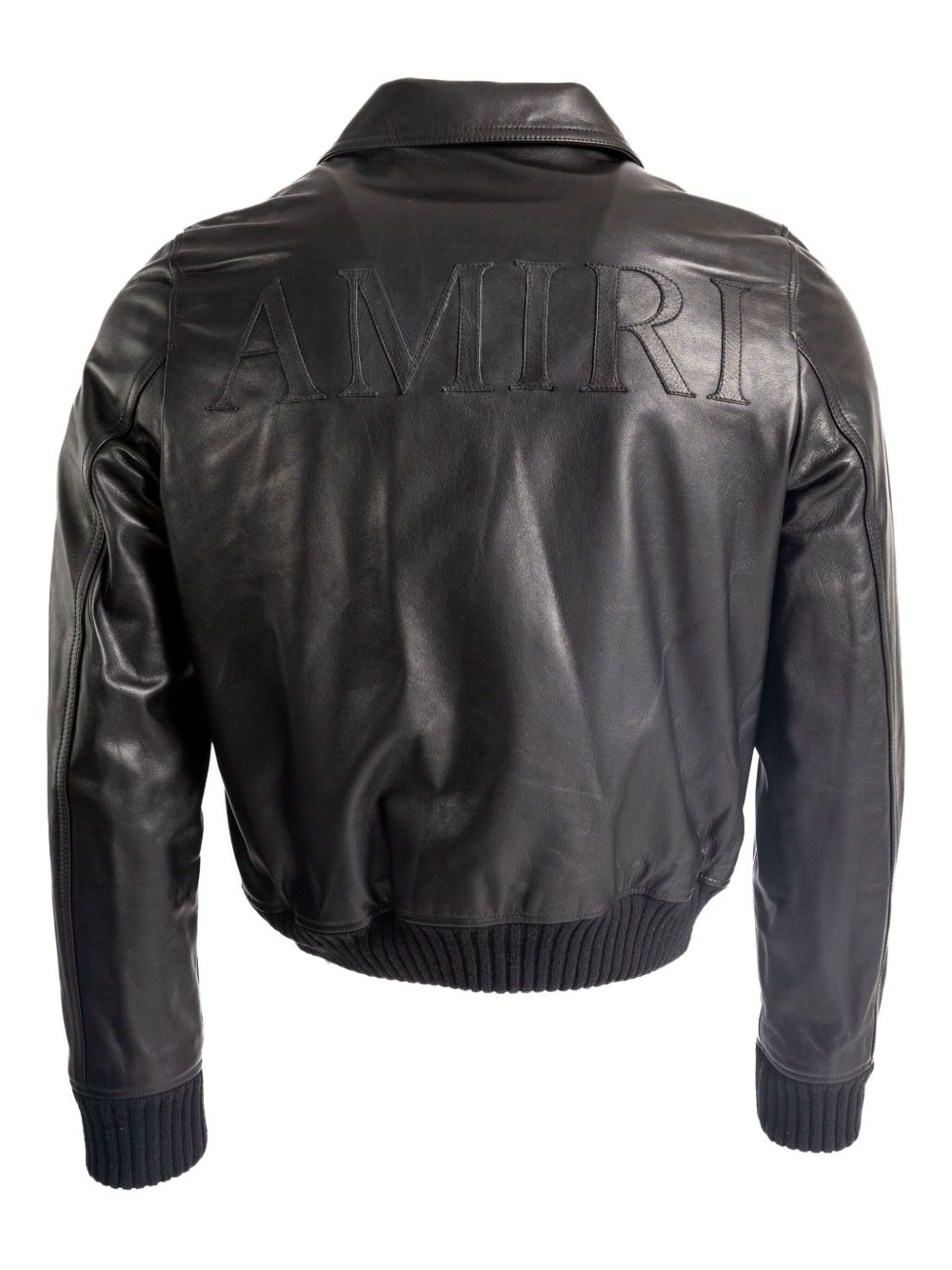 leather zip-front bomber jacket - 2