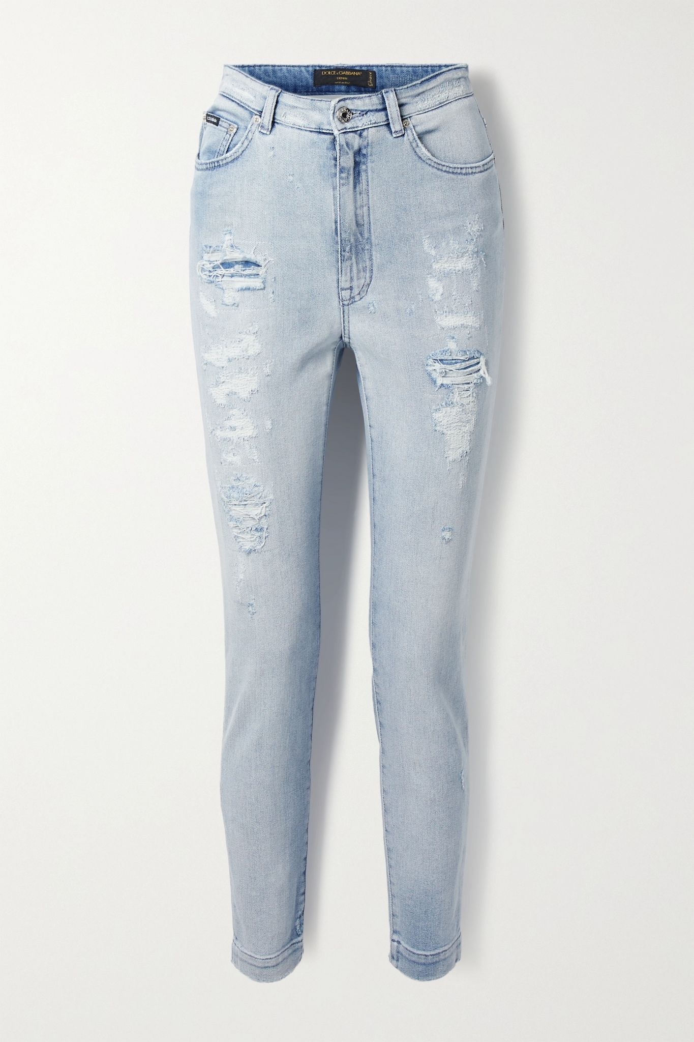 Distressed high-rise skinny jeans - 1