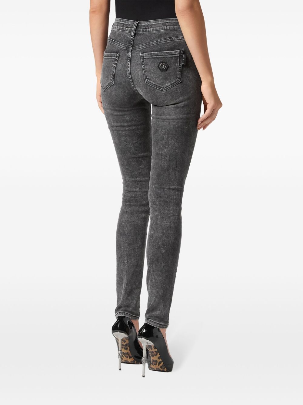 heart-plaque skinny-cut jeans - 3