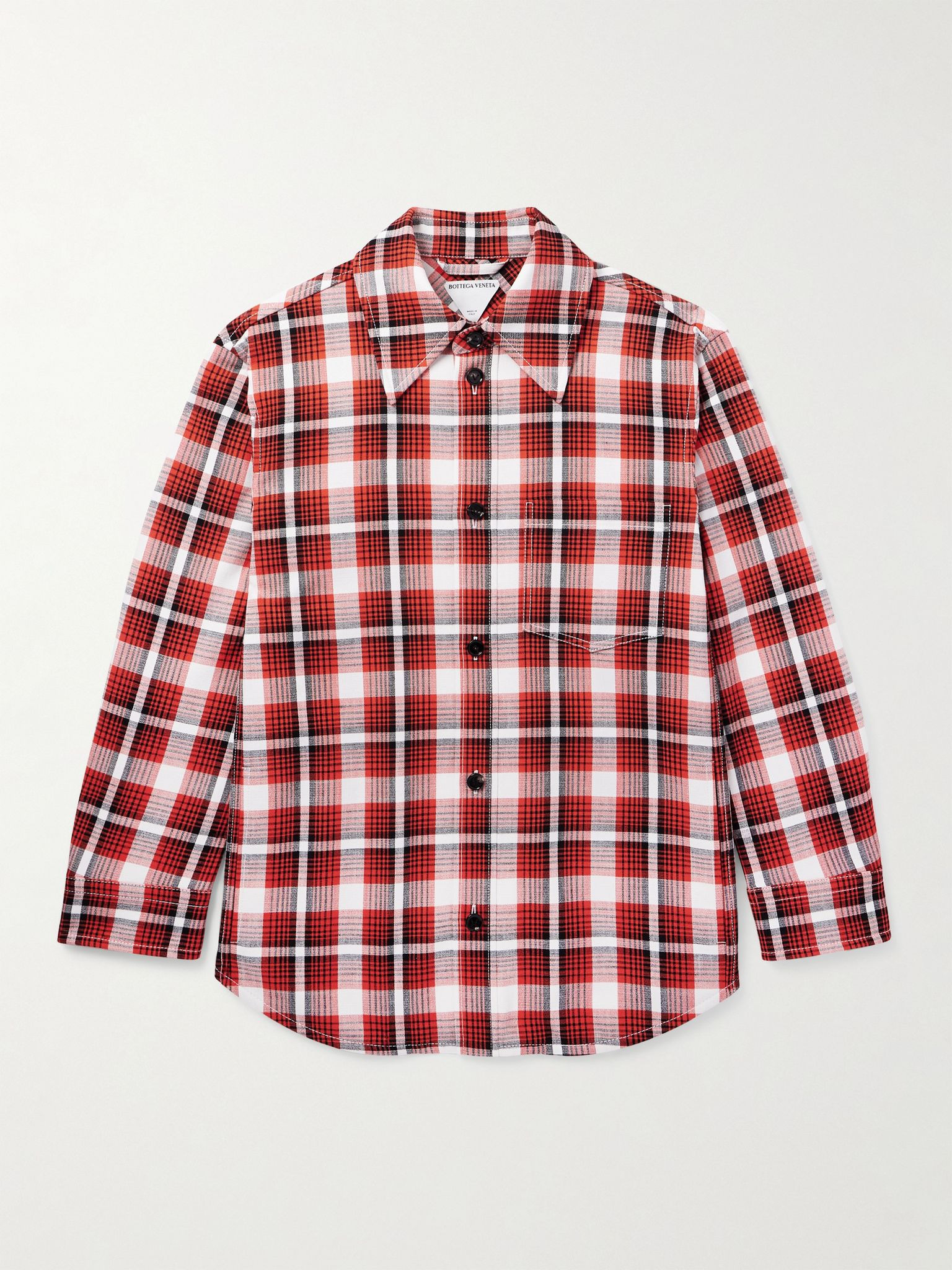 Checked Woven Overshirt Tomato red - 1