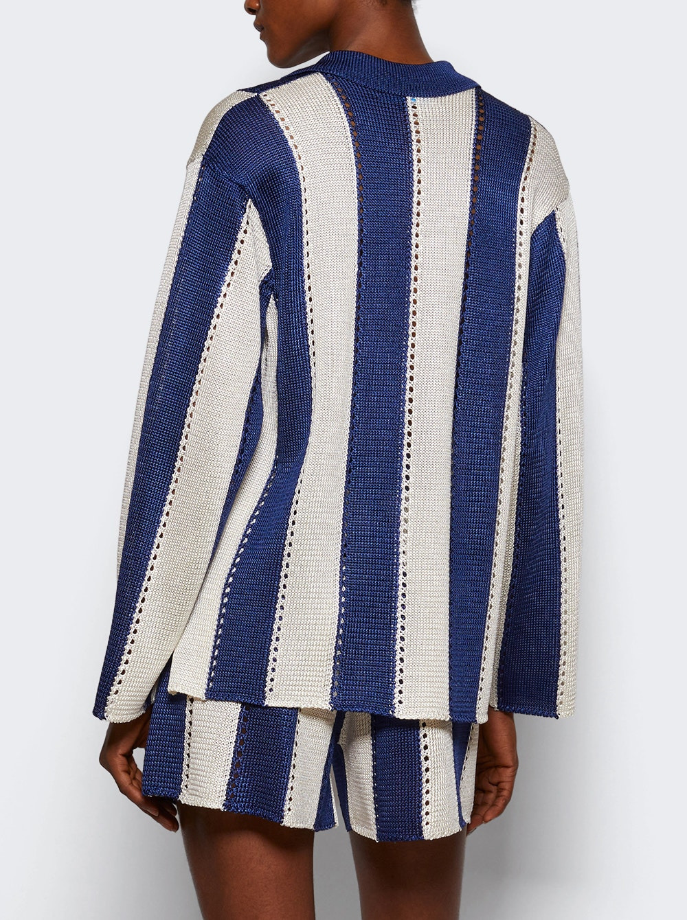 Cabana Stripe Long Sleeve Shirt Navy And Natural - 4