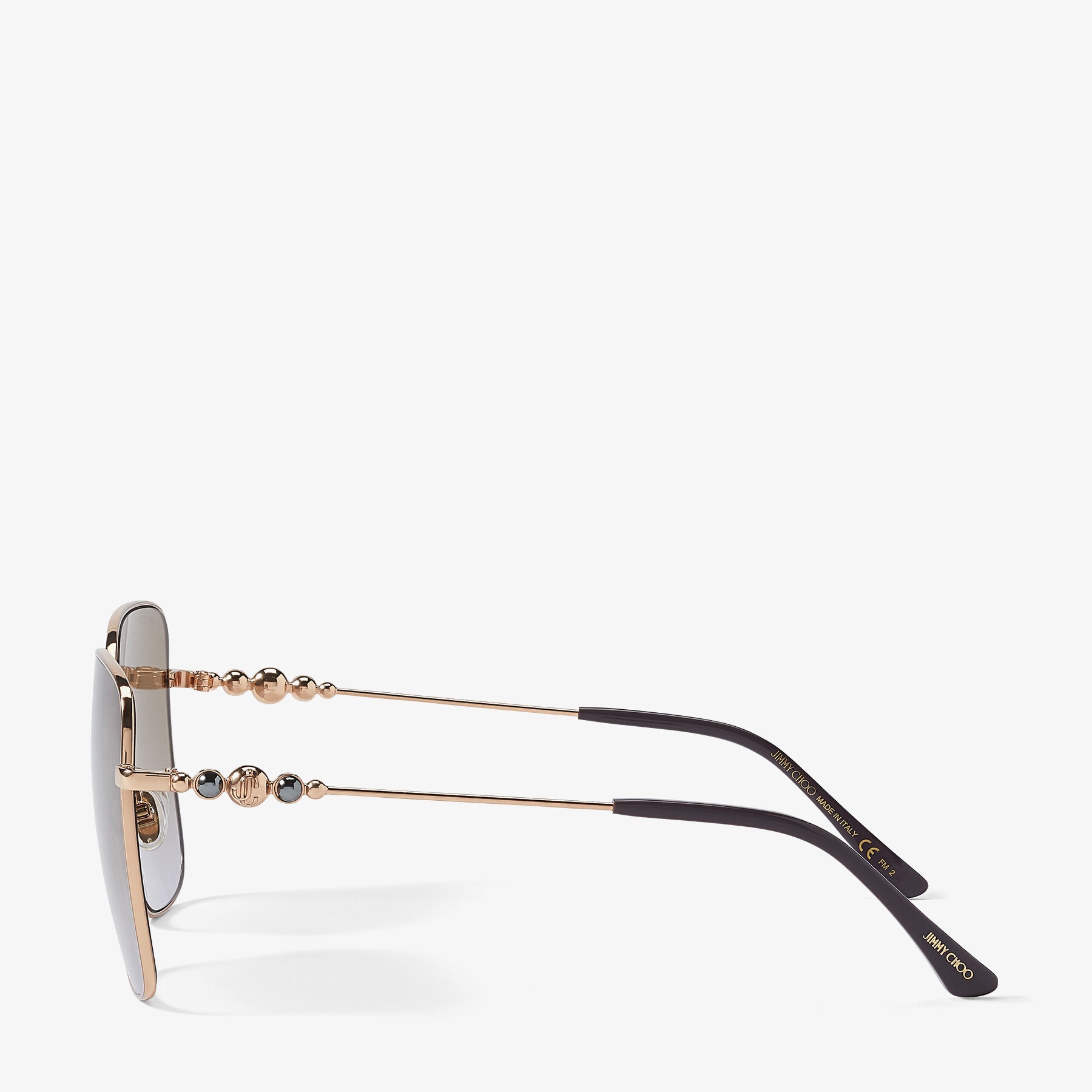 Hester
Copper Gold Square-Frame Sunglasses with Brown and Violet Shaded Lenses - 2