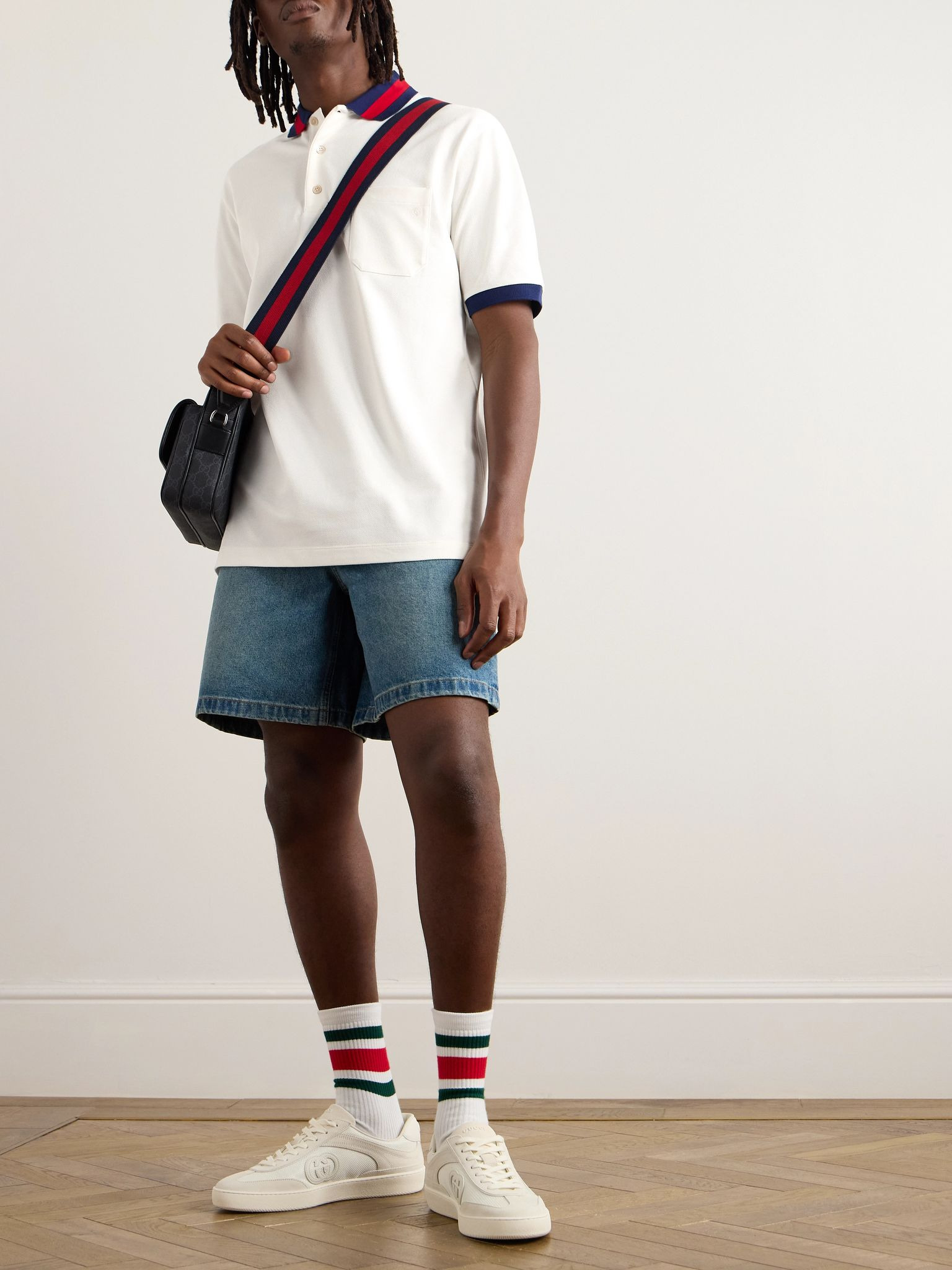 Logo-Embroidered Cotton-Blend Piqué Polo Shirt White - 2