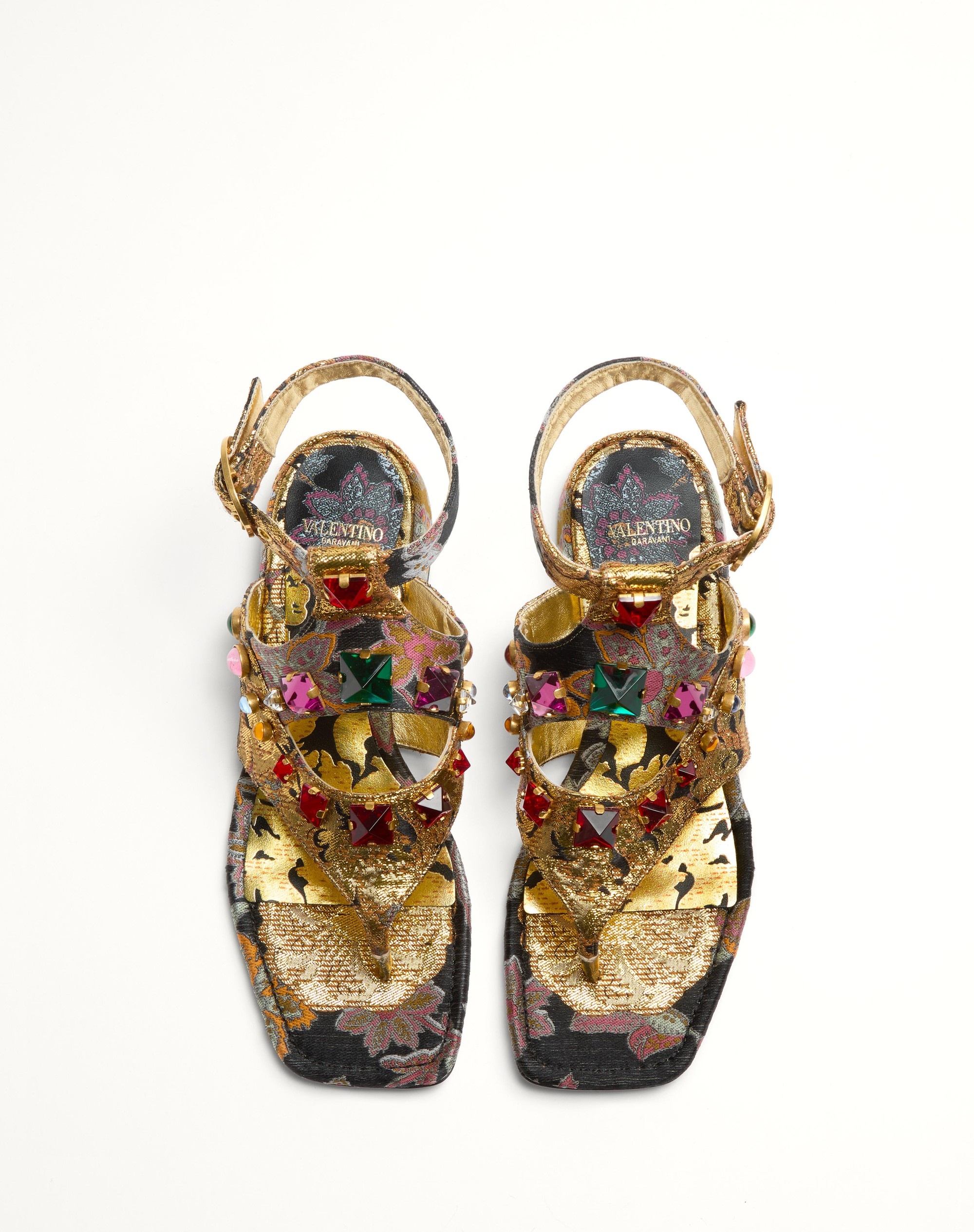 PRESHOES SANDAL IN APRES L'HIVER JACQUARD FABRIC WITH CRYSTALS 20MM - 5