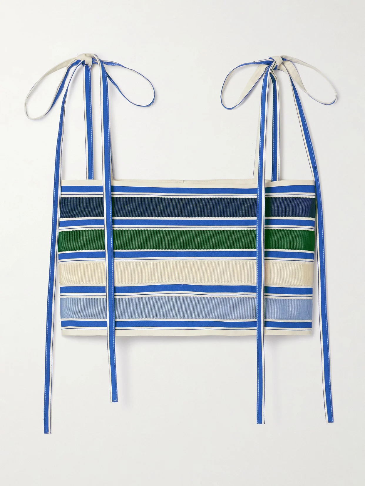 Cropped Grosgrain-trimmed Striped Cotton-blend Twill Top - 1