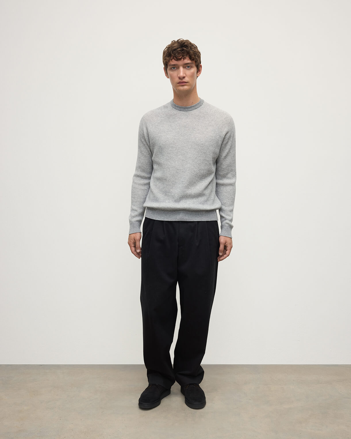 Waffle Stitch Grey Cashmere Jumper - 2