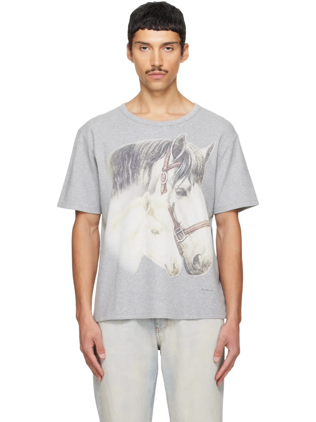 Gray Horse Portrait Print T-shirt - 1