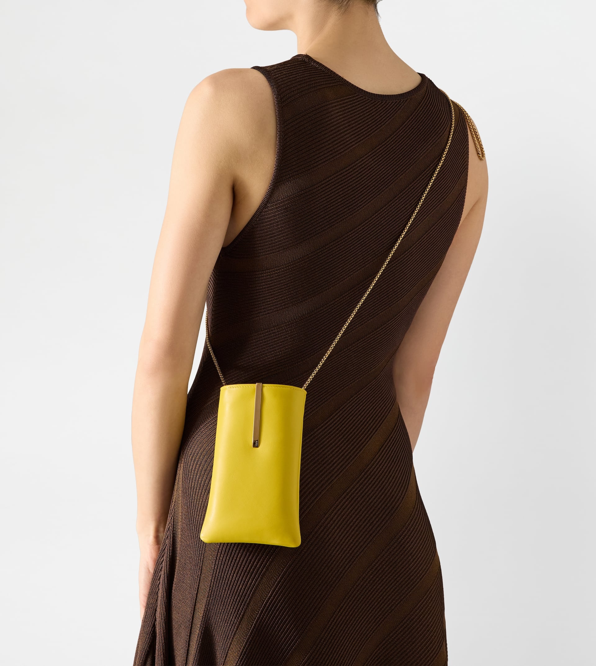PHONE HOLDER IN LEATHER MEDIUM - YELLOW - 4