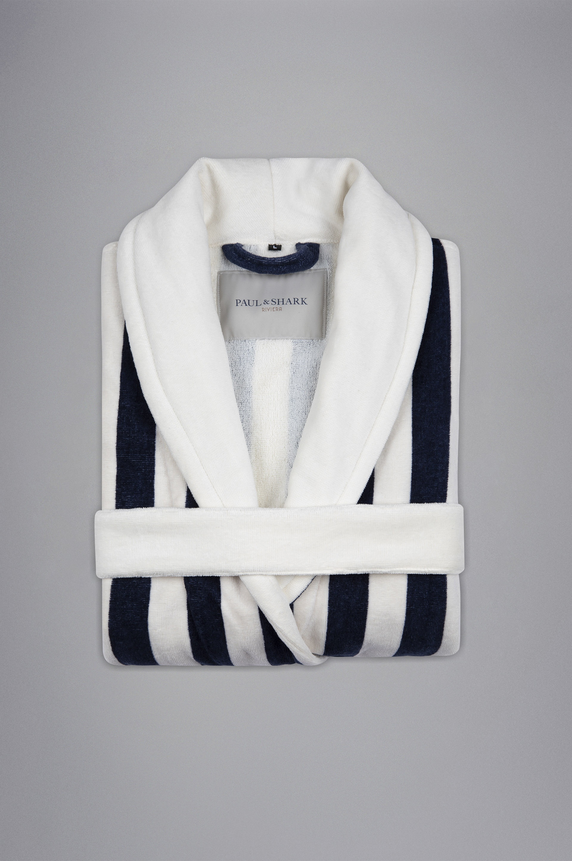 COTTON BATHROBE WITH STRIPED PATTERN - 4