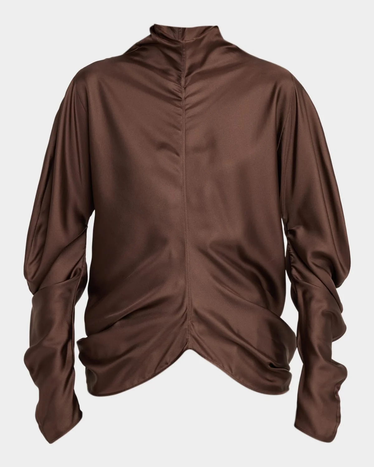 Miles Turtleneck Draped Silk Top - 1