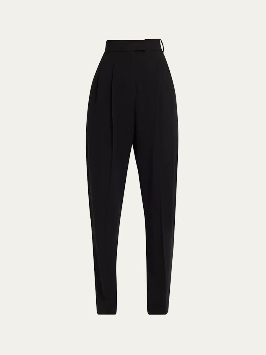 Dru Pleated Tapered Wool Trousers - 1