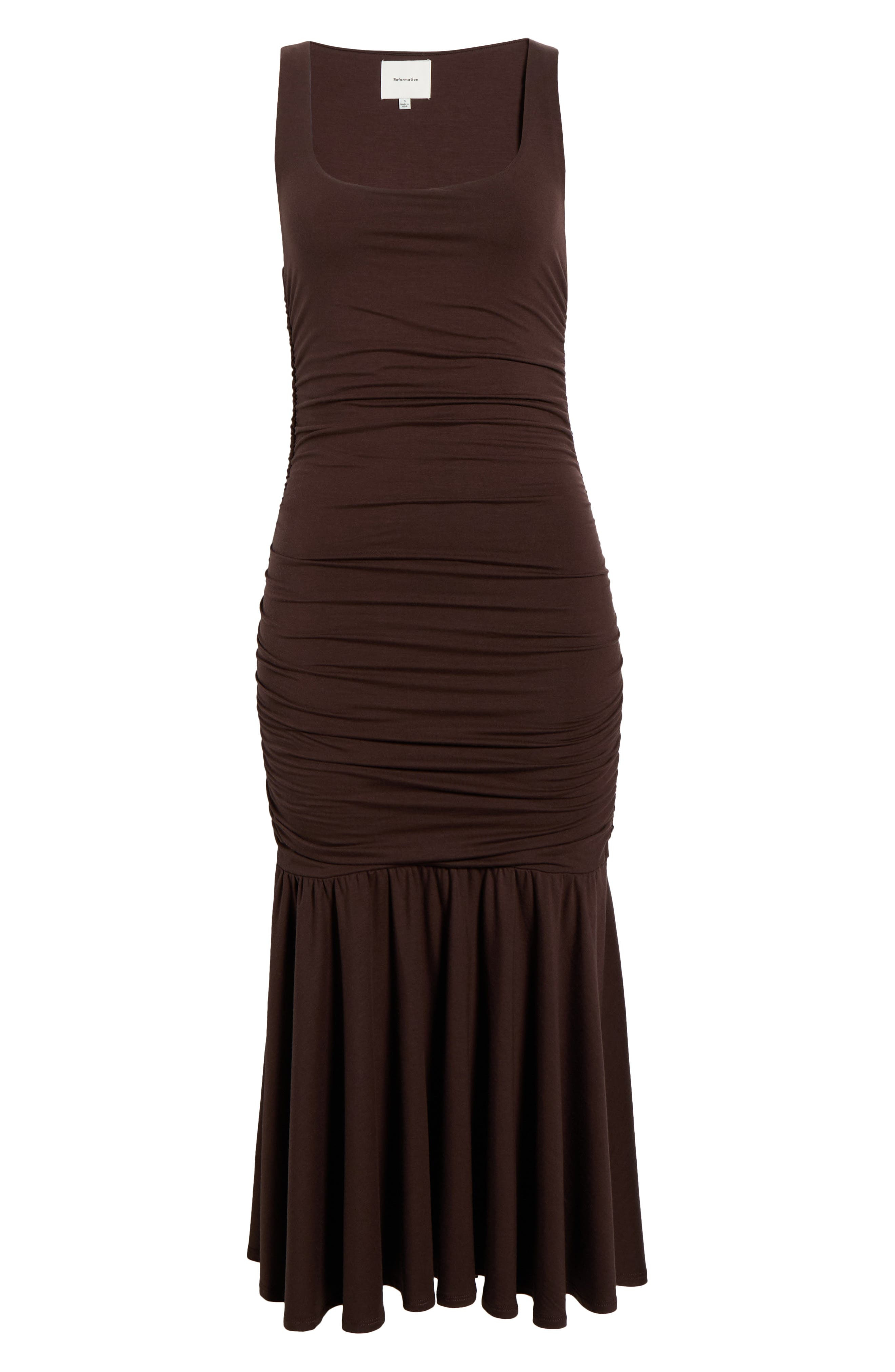 Reformation Kayla Eco Cinch Stretch Jersey Dress in Mole at Nordstrom - 5