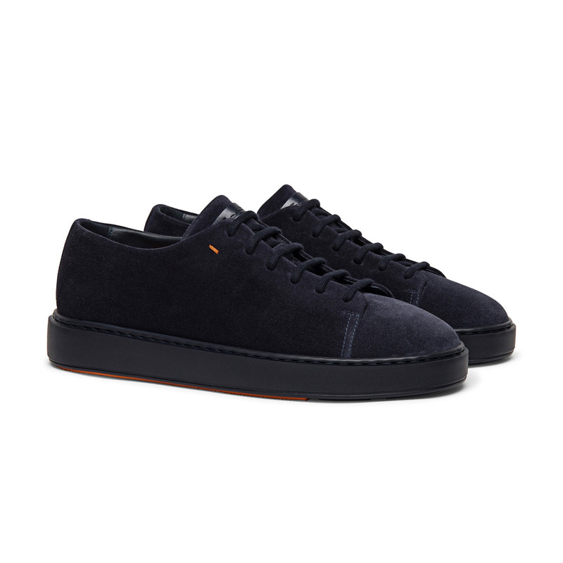 Santoni Men’s blue suede sneaker outlook