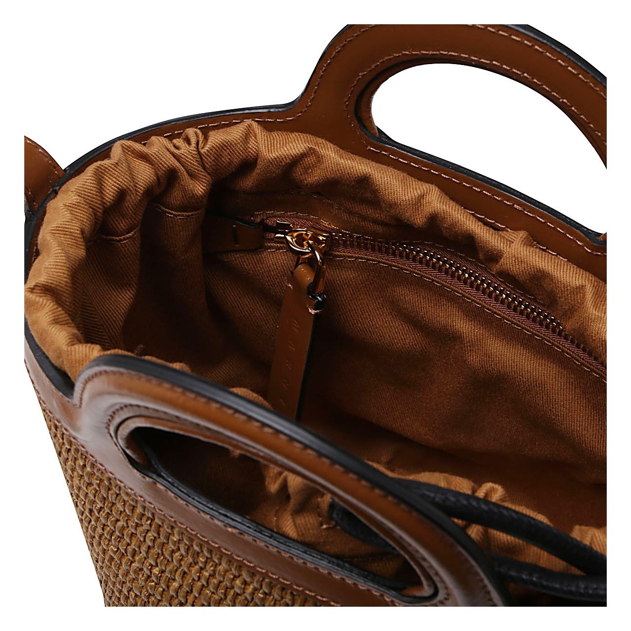 brown raffia and leather tropicalia mini bucket bag - 4