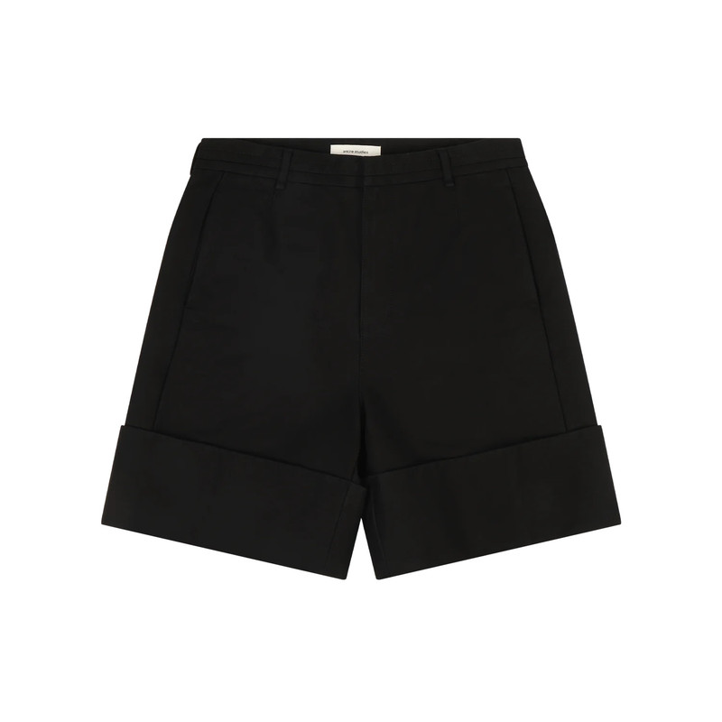 CUFFED SHORTS BLACK COTTON 1