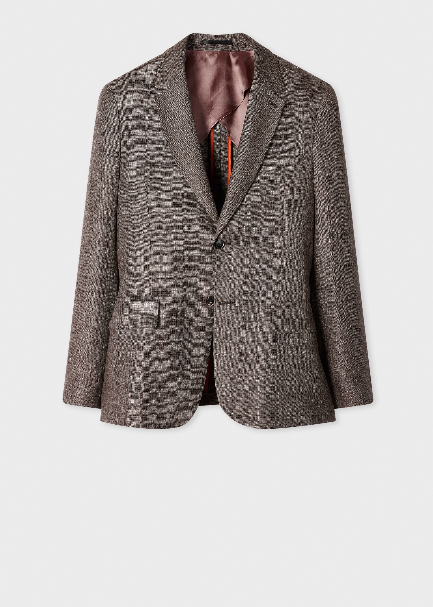 Brown Linen-Wool Buggy-Lined Blazer - 1