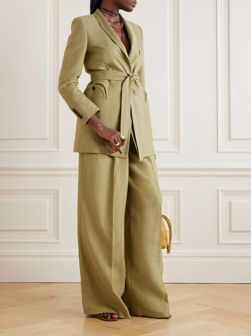 BLAZÉ MILANO Belted linen and silk-blend blazer outlook