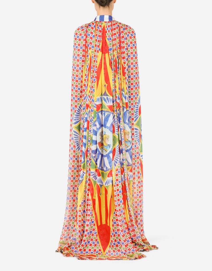 Long Carretto-print chiffon cape - 2