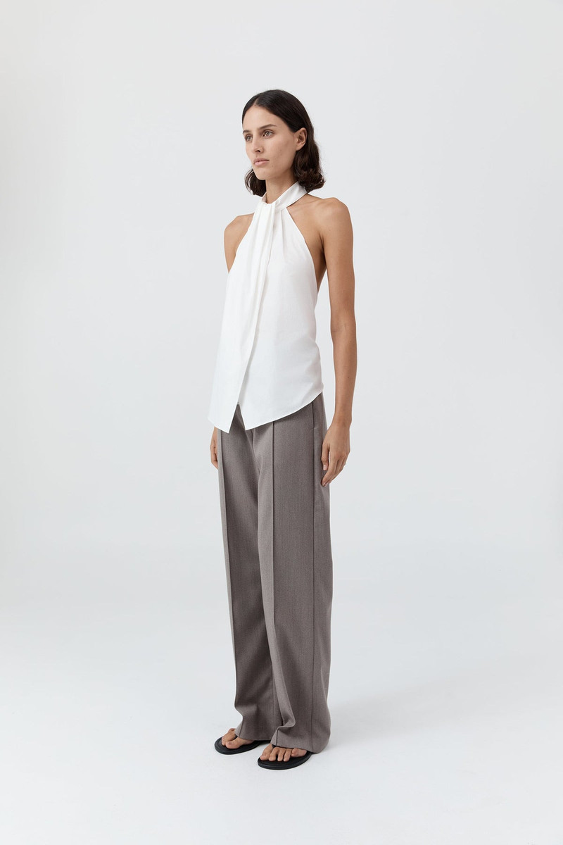 Oxford Halter Tie Back Top - White 4