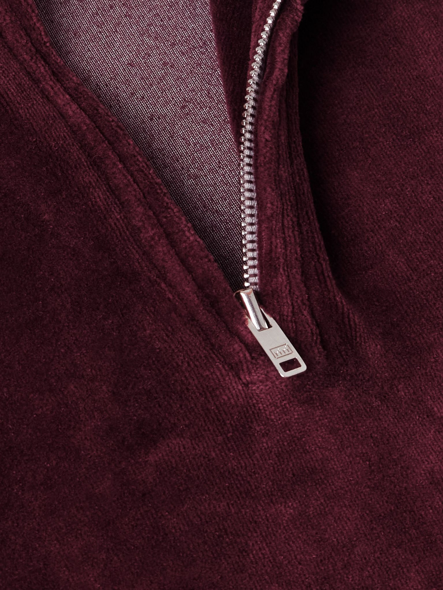 Cotton-Blend Velour Half-Zip Sweatshirt Burgundy - 4