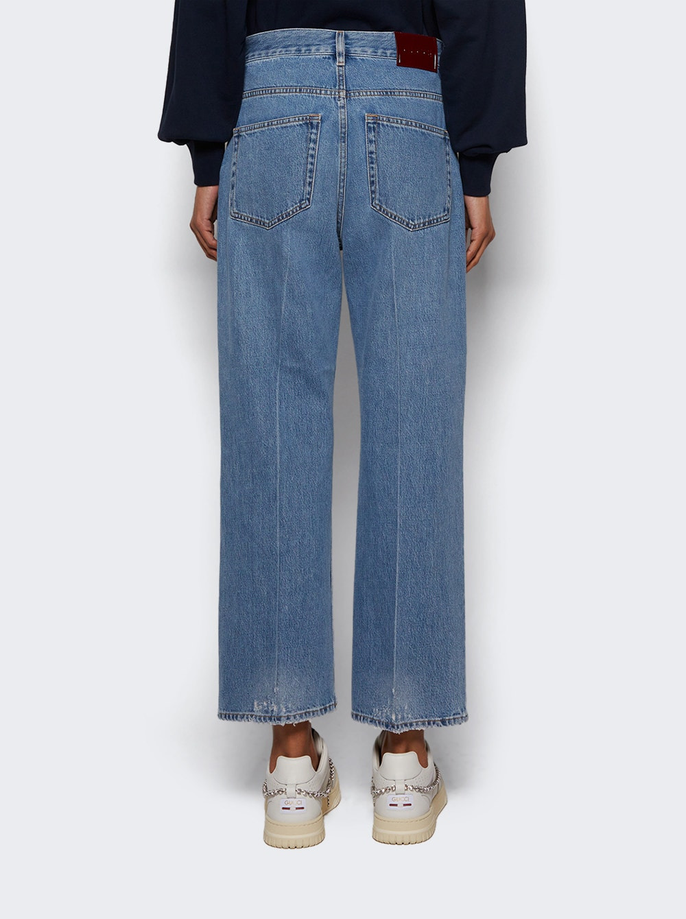 Low Waist Cropped Denim Pants Blue - 5