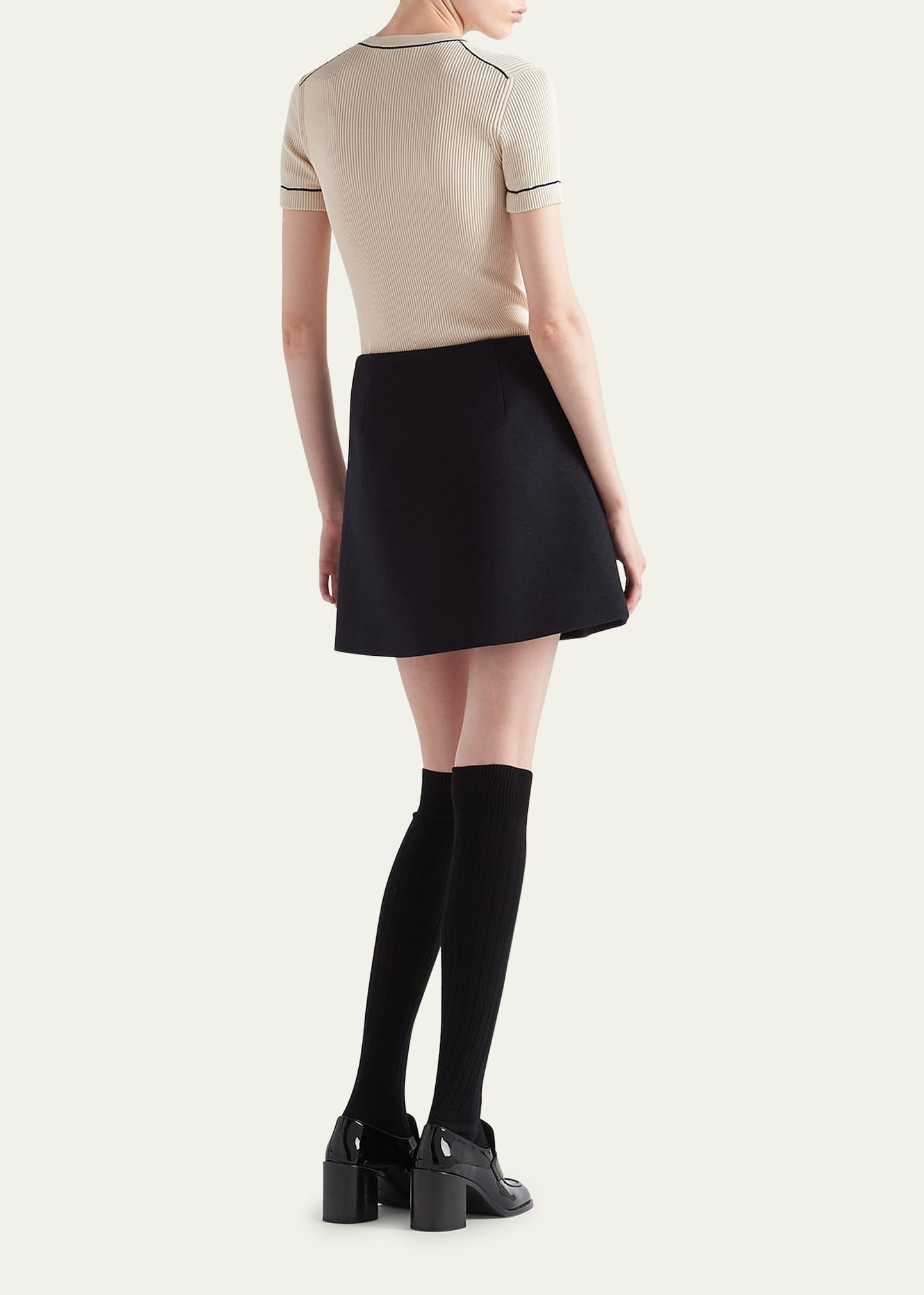 Silk Knit Ribbed Shirt with Contrast Tipping - 3