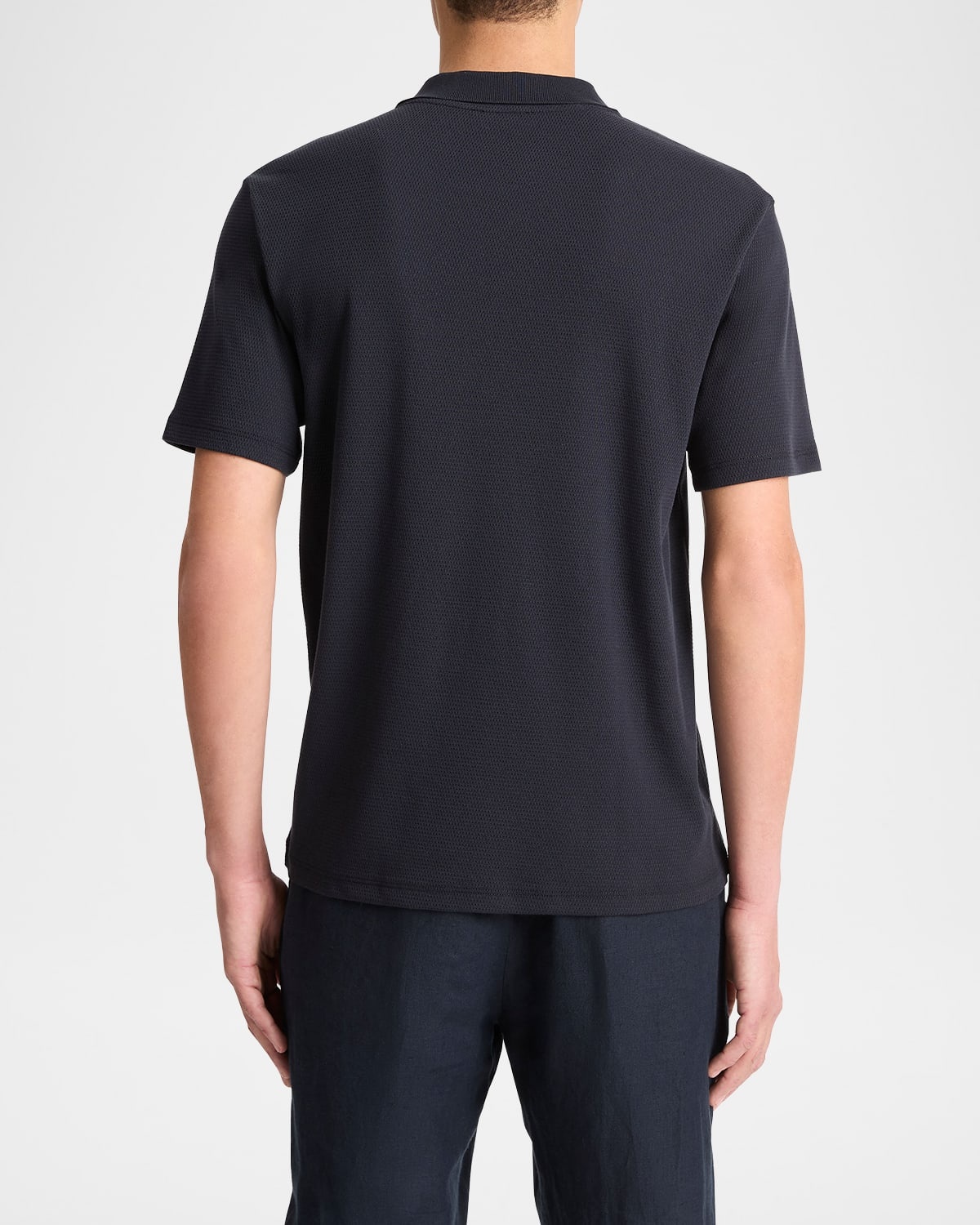 Men's Textured Johnny Collar Polo Shirt - 3