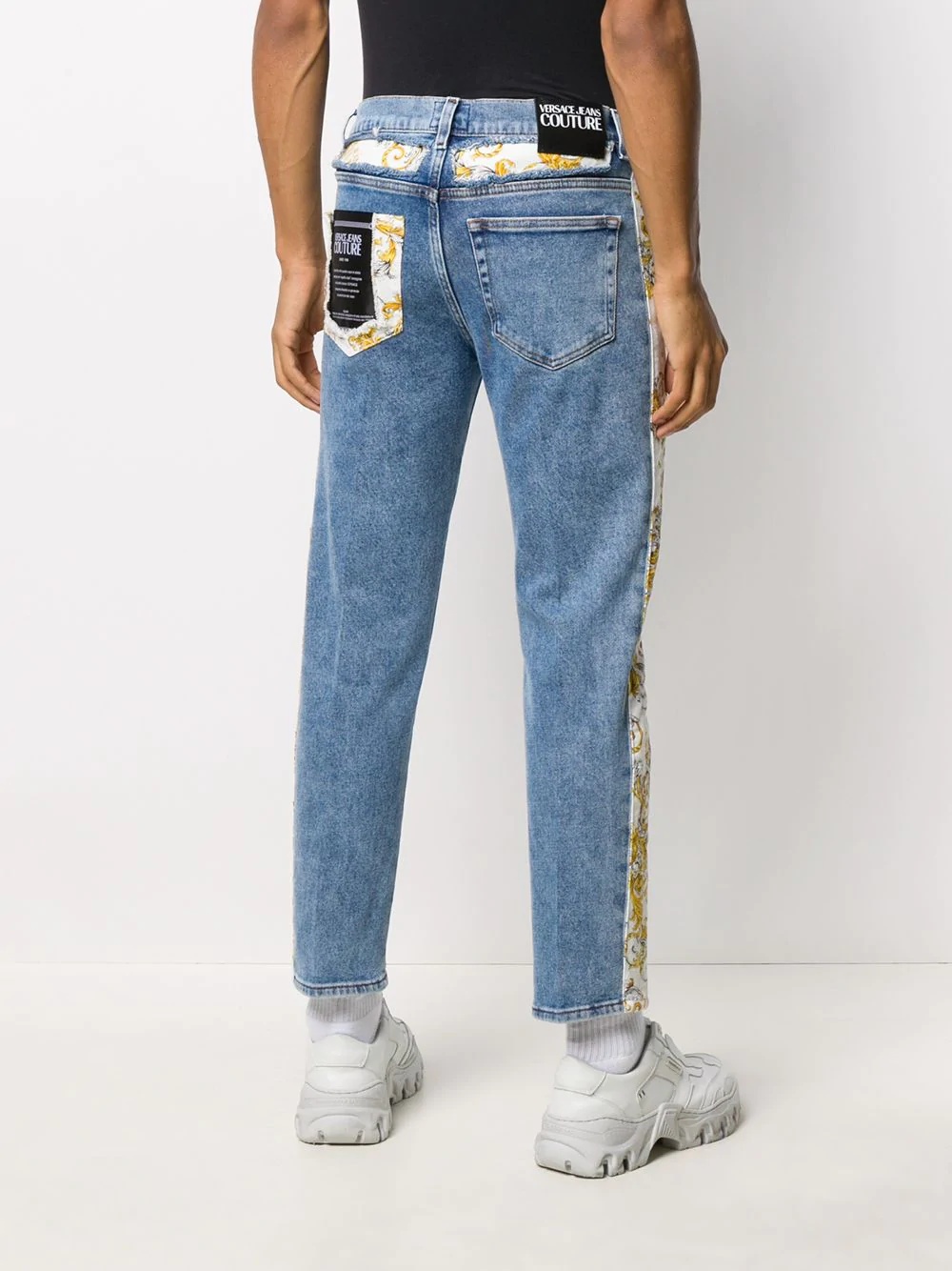 baroque print-trim jeans - 4