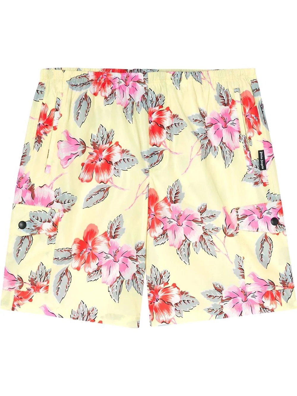 hibiscus-print cargo swim shorts - 1