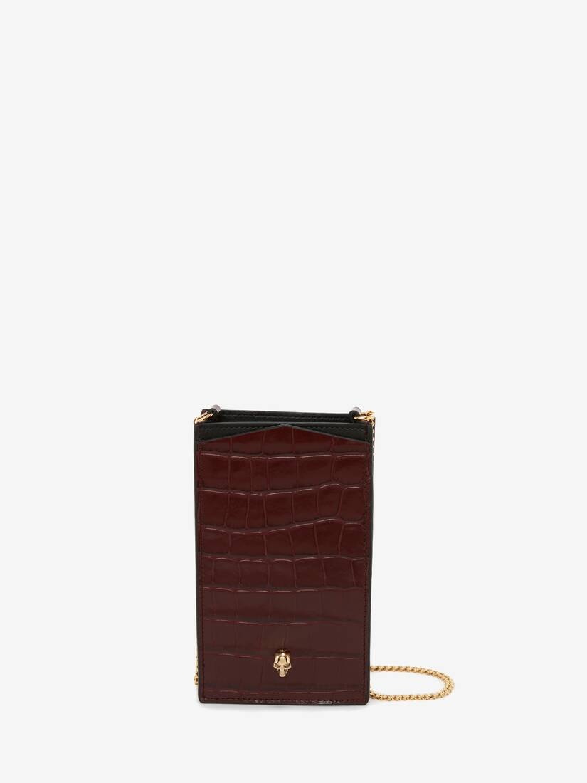 Women's Skull Phone Case With Chain in Burgundy 1