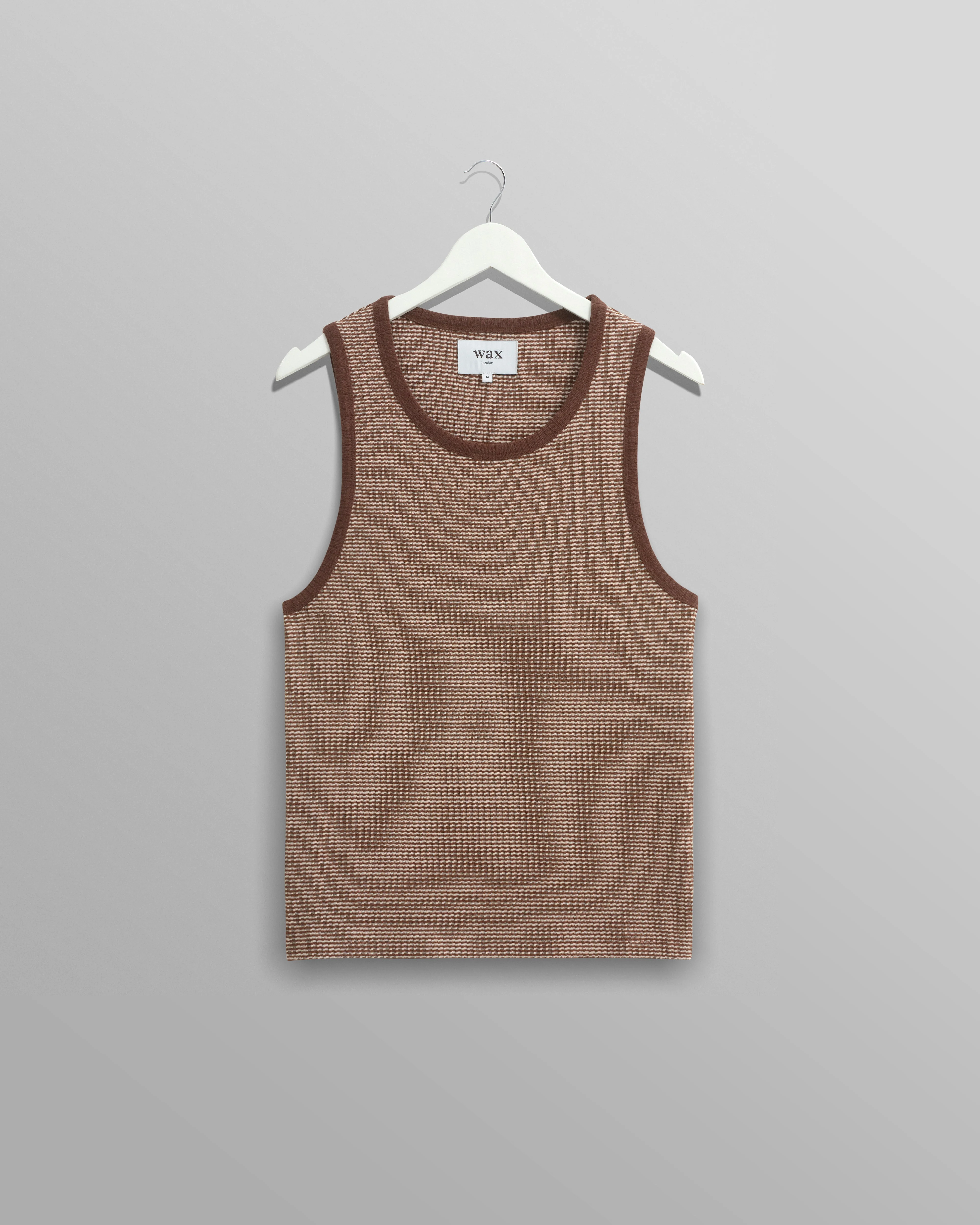 Montague - Brown And Ecru Striped Ribbed Organic Cotton Vest - 1