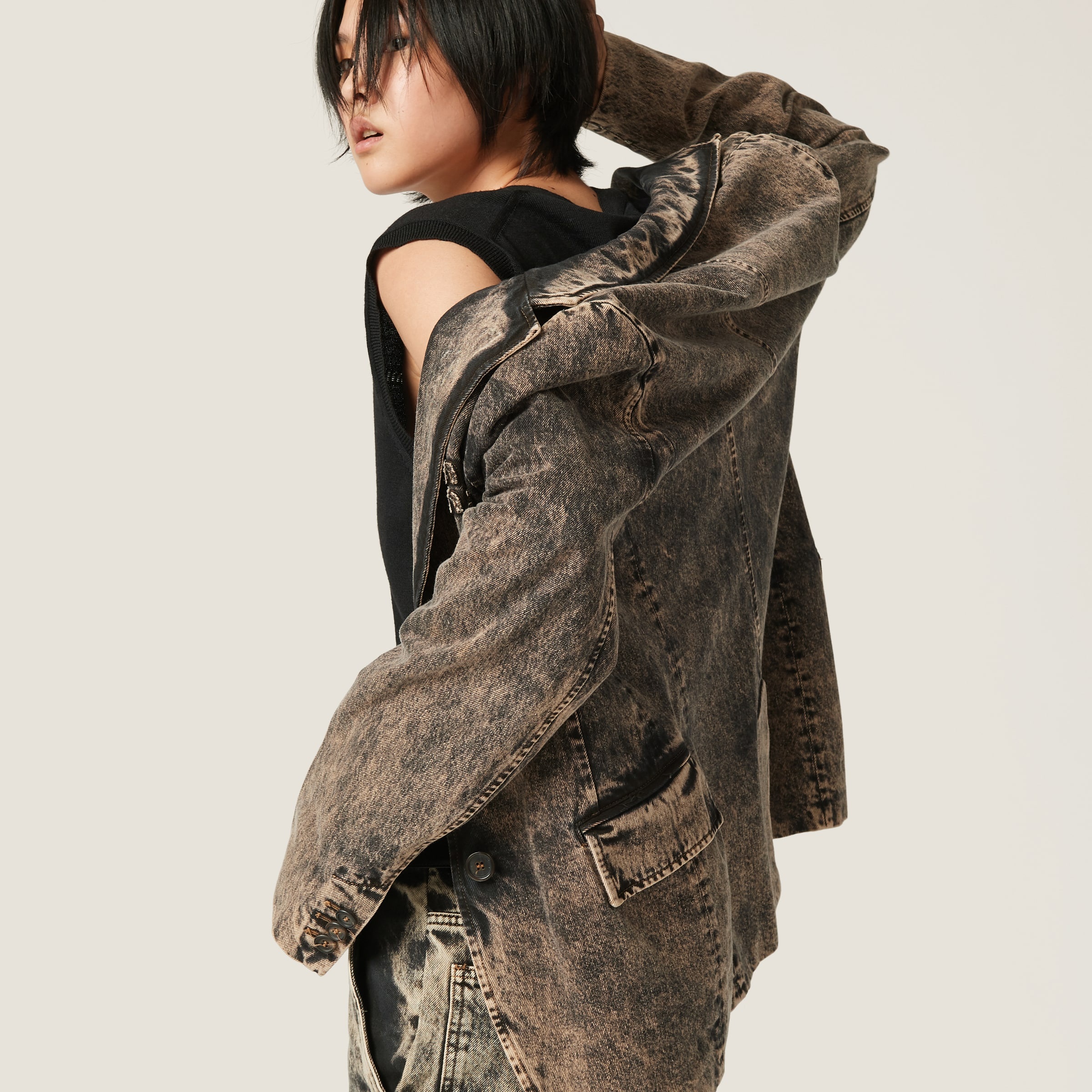 Marbleized denim jacket - 5