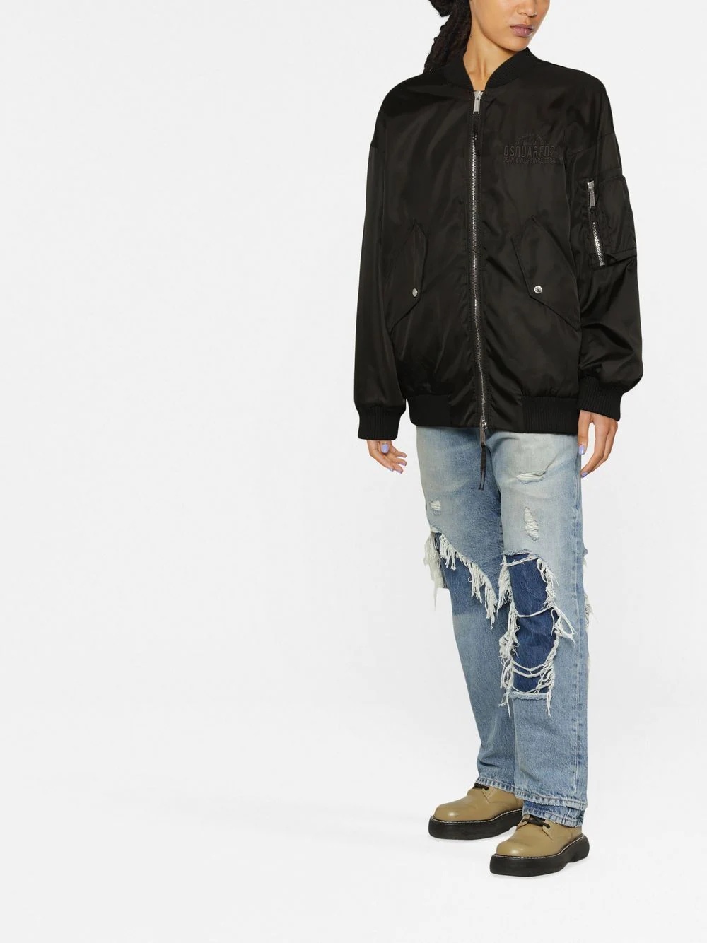 embroidered-logo bomber jacket - 2