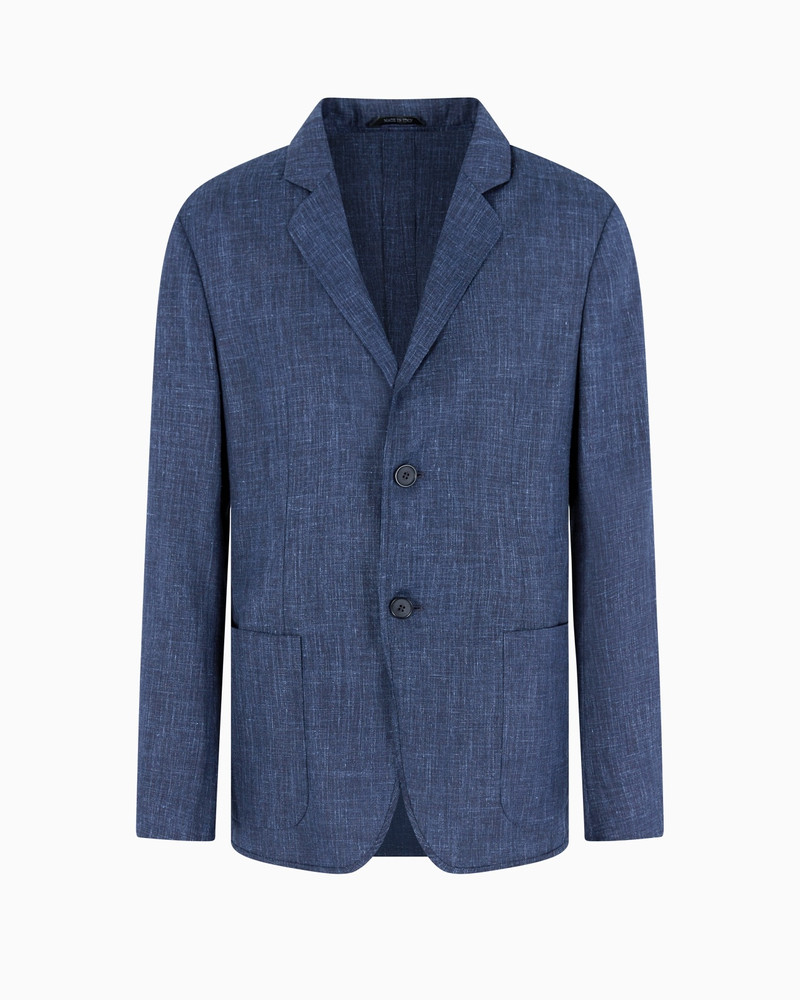 WOOL AND SILK CANVAS SINGLE-BREASTED JACKET 1